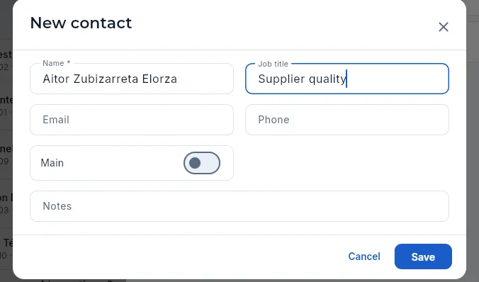 Adding a contact (not saved).