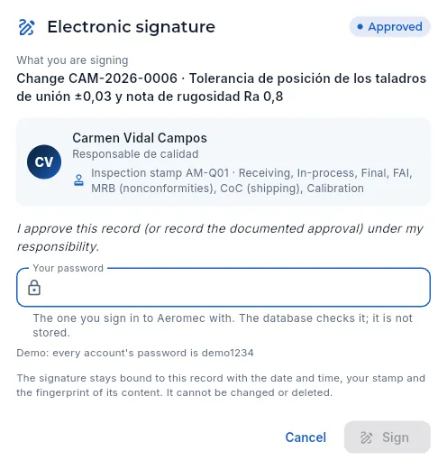 Approving CAM-2026-0006: the electronic signature (not signed).