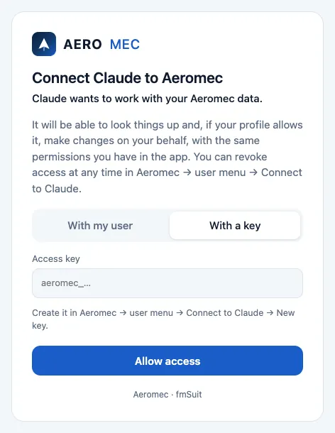 …or with a key created in Aeromec.