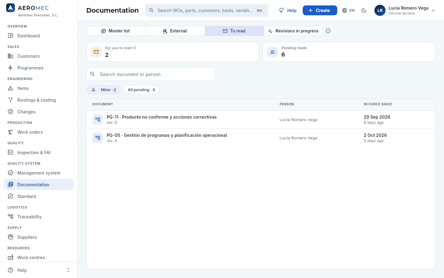 Documentation → To read: the two procedures approved this week.