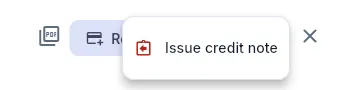 More options of an issued invoice with no payments.