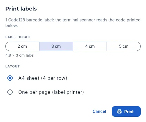 Printing a gauge's label.