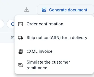 The «Generate document» menu.