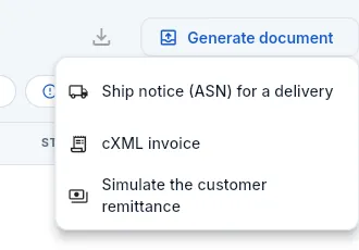 Sergio's «Generate document» menu (Administration): without the order confirmation.