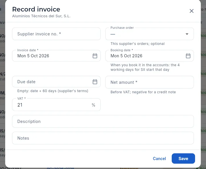 The invoice details.