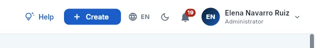 The right-hand side of the top bar.