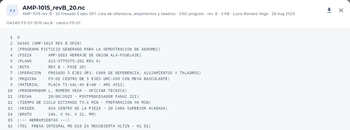A CNC program of routing AMP-1015 rev. B, as text.