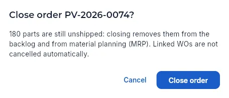 Closing an order with open parts: Aeromec warns you of the consequences.