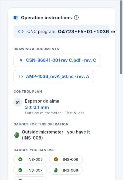 The operation instructions on the tablet.