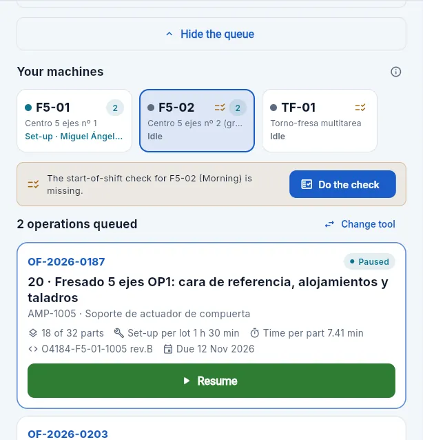 «Start another task at the same time»: below, your other machines and their queue.