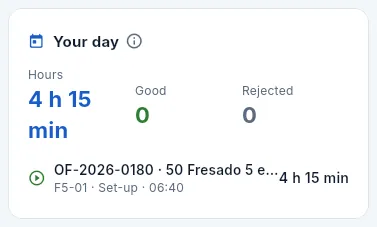 «Your day» with an open record.