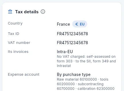 Distribution Aéronautique de Métaux SAS (Toulouse): intra-Community acquisitions.