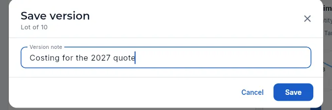 «Save version» with its note (not saved).