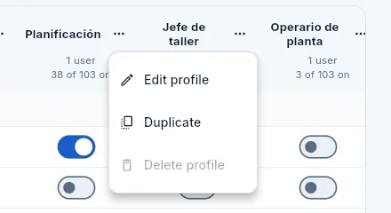 The ⋯ menu of a profile.