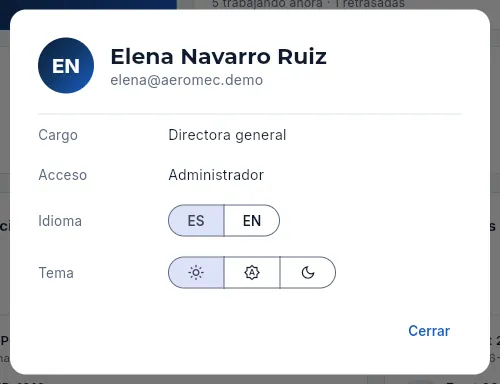 El diálogo «Mi perfil».