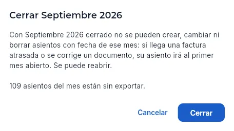 Cerrar septiembre: Aeromec avisa de lo que falta y de lo que está sin exportar (no se cierra).