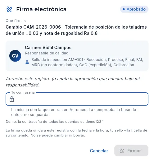 Aprobar CAM-2026-0006: la firma electrónica (sin firmar).