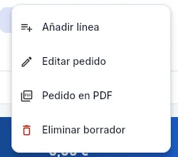 El menú ⋮ de un borrador.