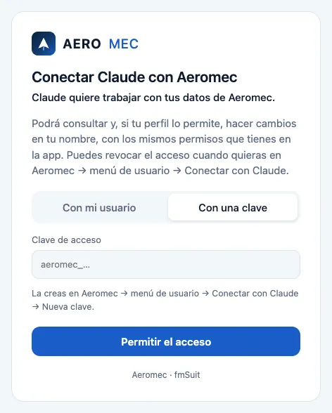 …o con una clave creada en Aeromec.