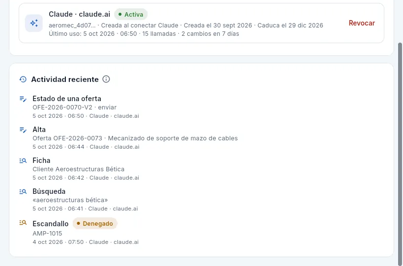 La clave con la que Marta conectó Claude y su actividad reciente.