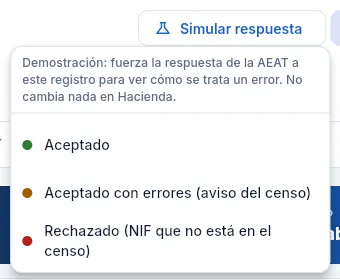 Simular respuesta: solo para la demostración.