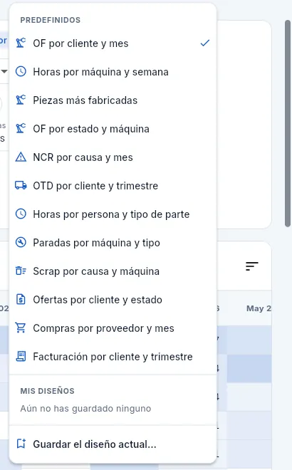 El menú «Diseños».