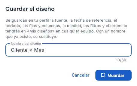Guardar el diseño.