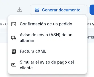 El menú «Generar documento».