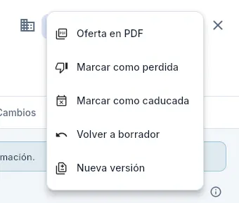 El menú ⋮ de una oferta enviada.