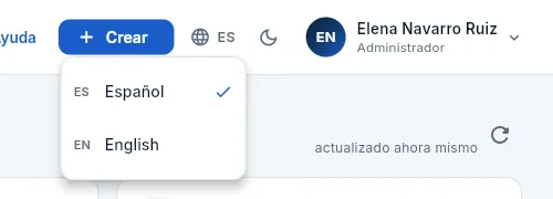 El selector de idioma.