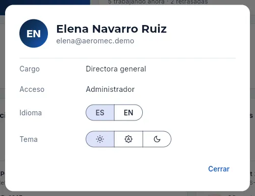 «Mi perfil», en el menú de usuario.