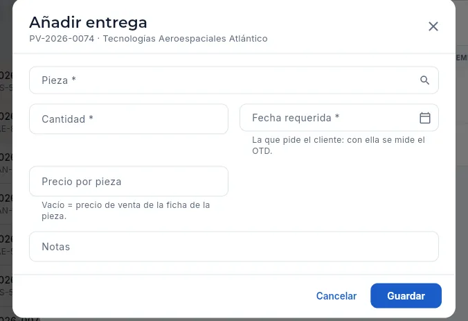 Una entrega nueva (no se guarda).