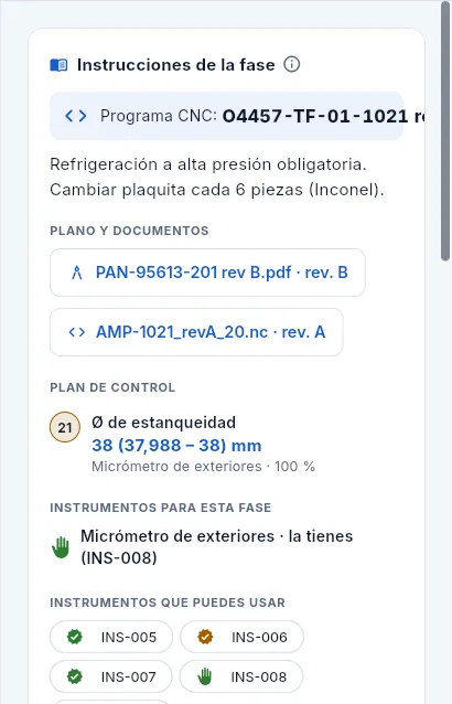 Las instrucciones de la fase en la tableta.