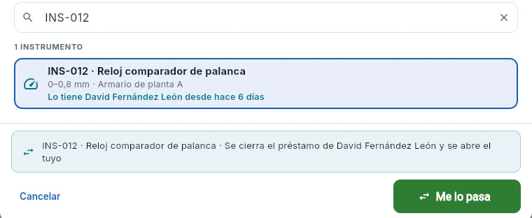 INS-012 lo tiene un compañero: «Me lo pasa».