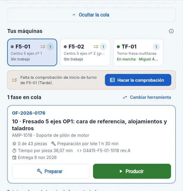 «Empezar otra tarea a la vez»: debajo, las otras máquinas y su cola.