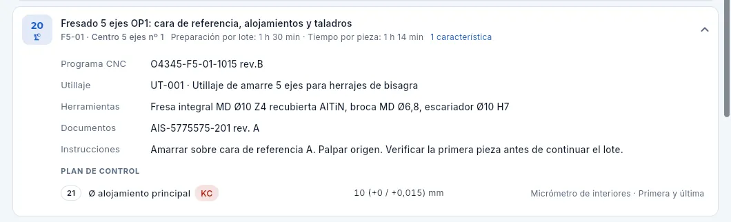 La fase 20 desplegada: lo que verá el operario en la terminal de planta.