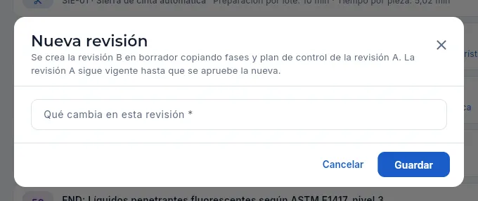 «Nueva revisión» desde la rev. A de AMP-1019 (sin guardar).