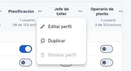 El menú ⋯ de un perfil.